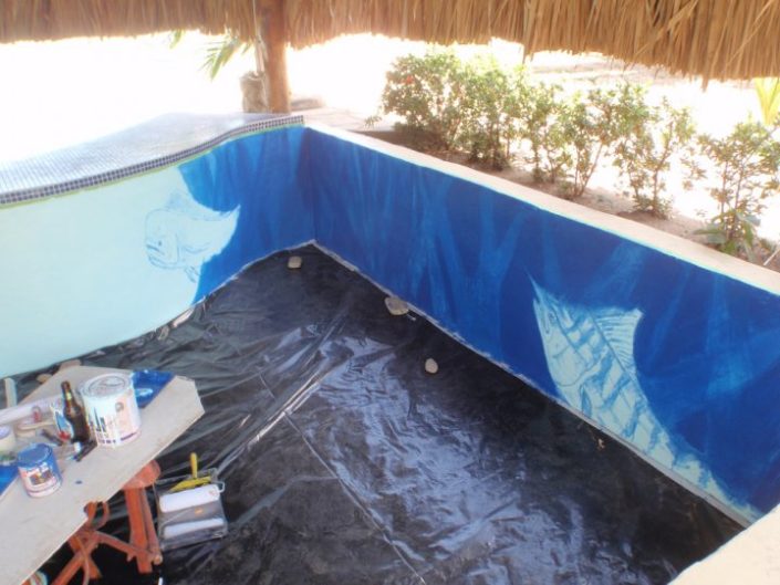 Right wall start with marlin and mahi sketches