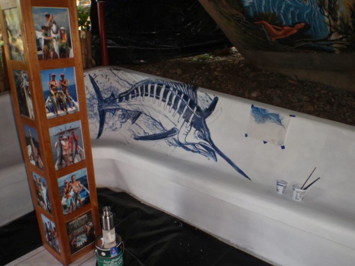 Marlin sketch on primed bench